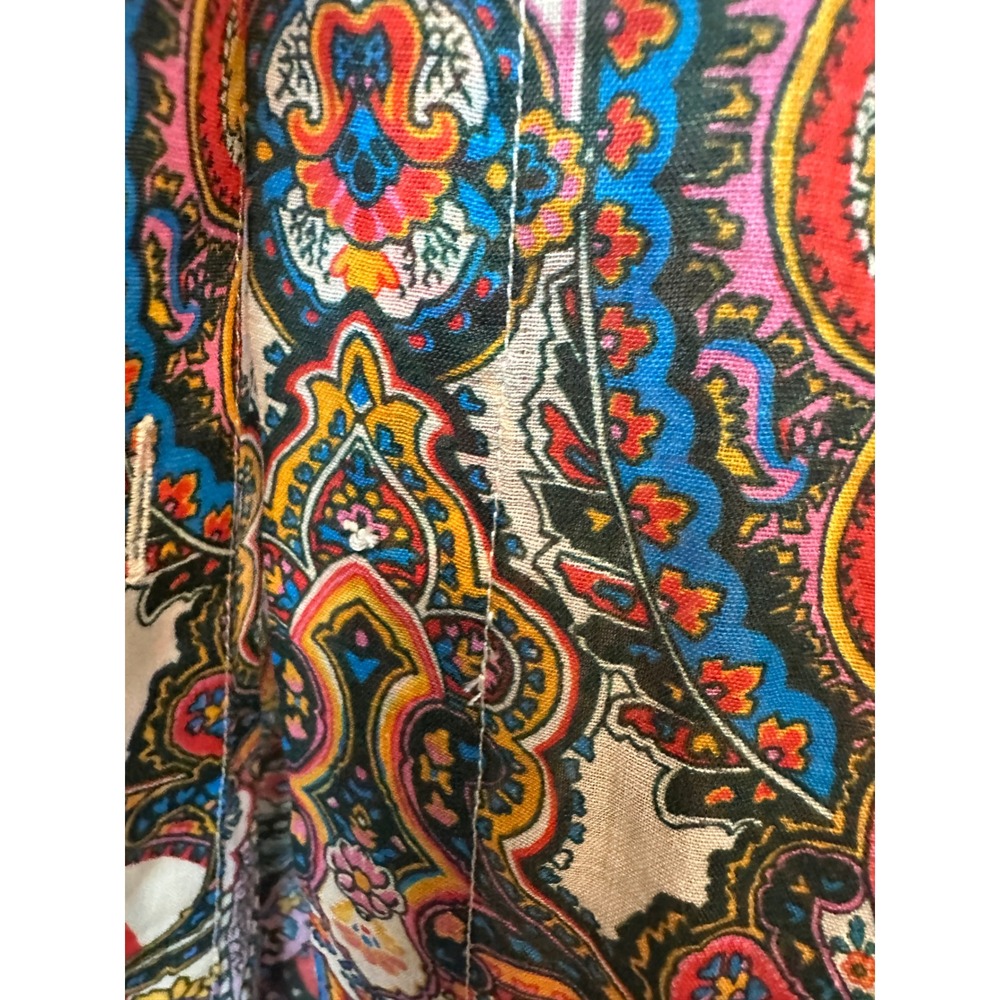 Zimmermann Multi Color Paisley Print 100% Ramie Button Up Shirt Long Sleeve 10 M View 4